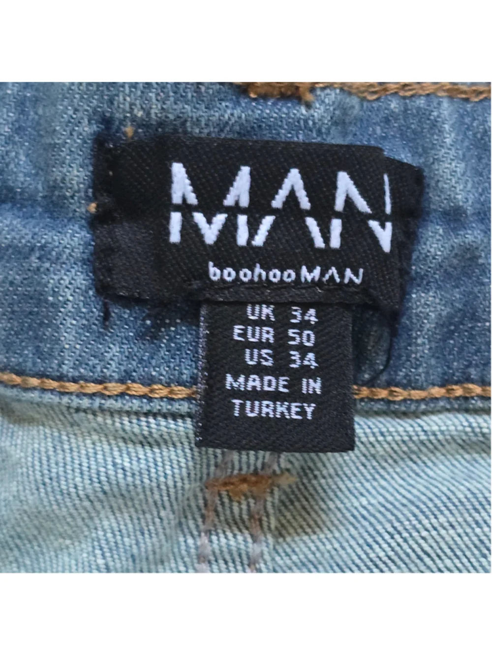 Men's boohooMAN Distressed Jean Shorts Blue Waist 34
